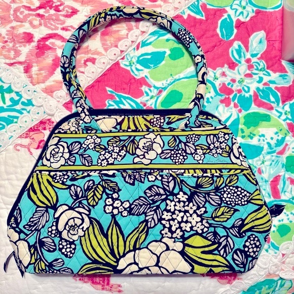 EUC VERA BRADLEY Retired Island Blooms Bowler Bag Purse, Clean! Original Owner - Picture 1 of 9